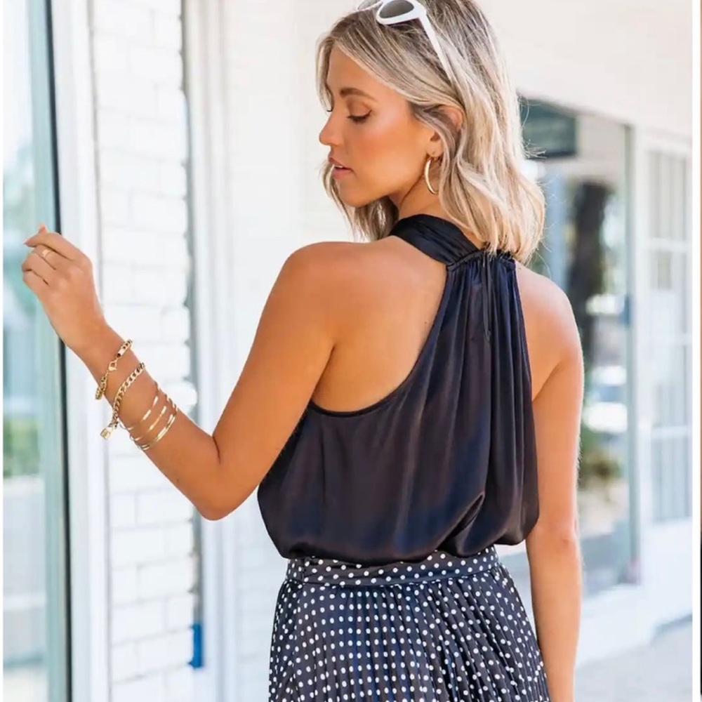 DO+BE Black Satin Halter Top - Picture 2 of 5